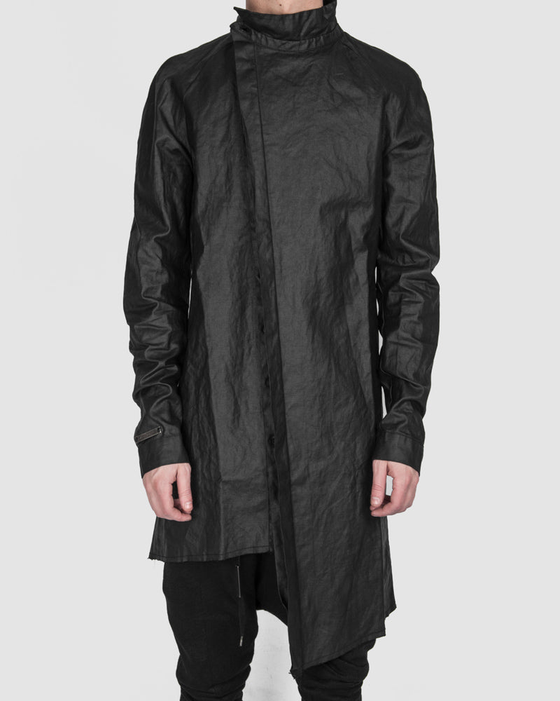 Army of me - Coated asymmetric linen shirt