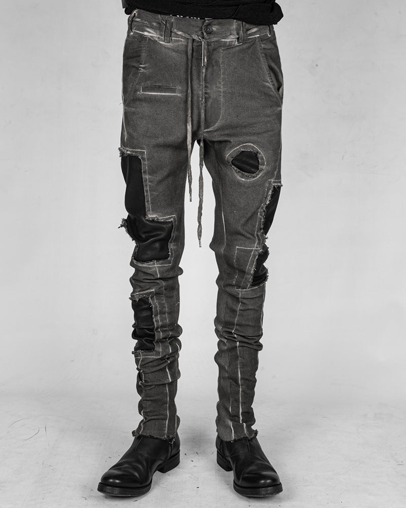 Army of me - Slim leather patched trousers - https://stilett.com/