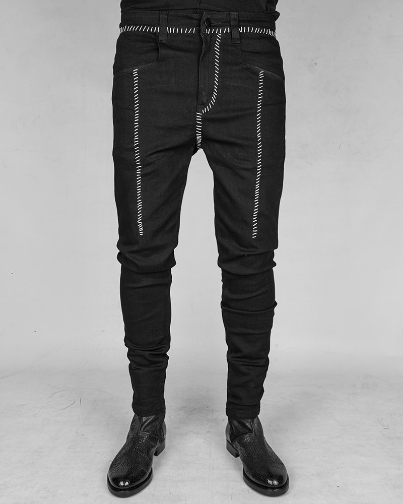 BD01BSW - Black bonewhite stitched
