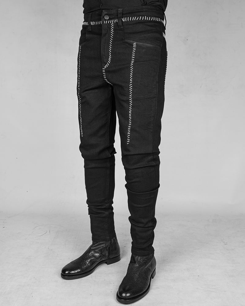 BD01BSW - Black bonewhite stitched