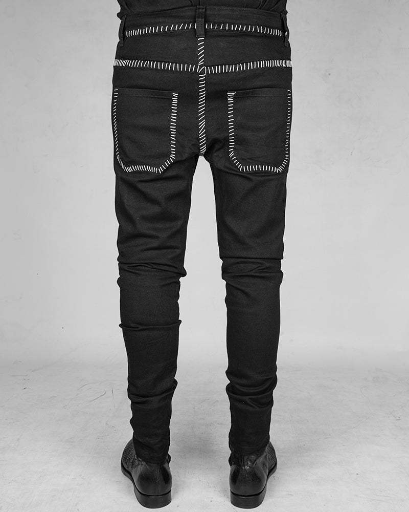 BD01BSW - Black bonewhite stitched