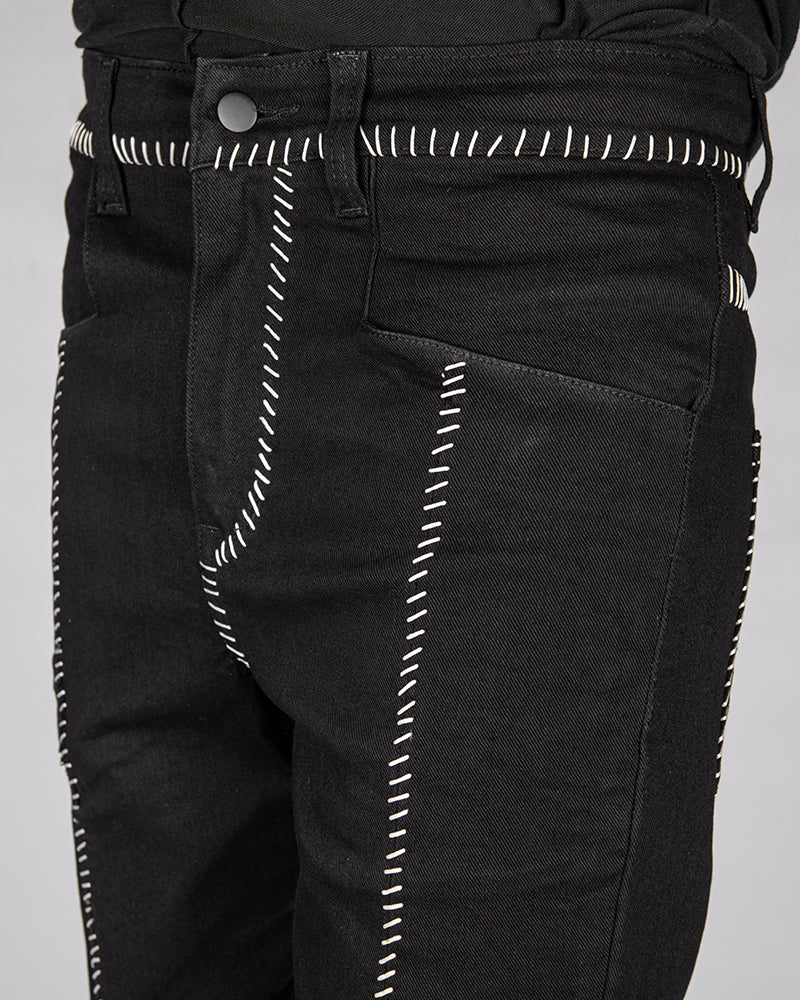 BD01BSW - Black bonewhite stitched
