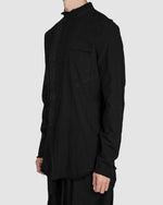 Army of me - Mandarin collar cotton shirt black - https://stilett.com/