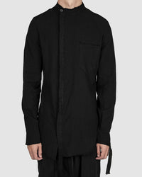Army of me - Mandarin collar cotton shirt black - Stilett.com