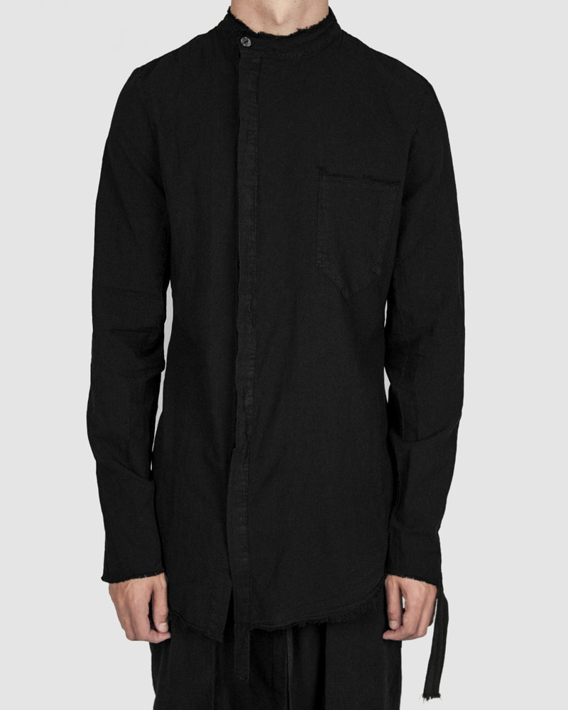 Army of me - Mandarin collar cotton shirt black - Stilett.com
