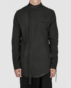 Army of me - Mandarin collar cotton shirt graphite - Stilett.com