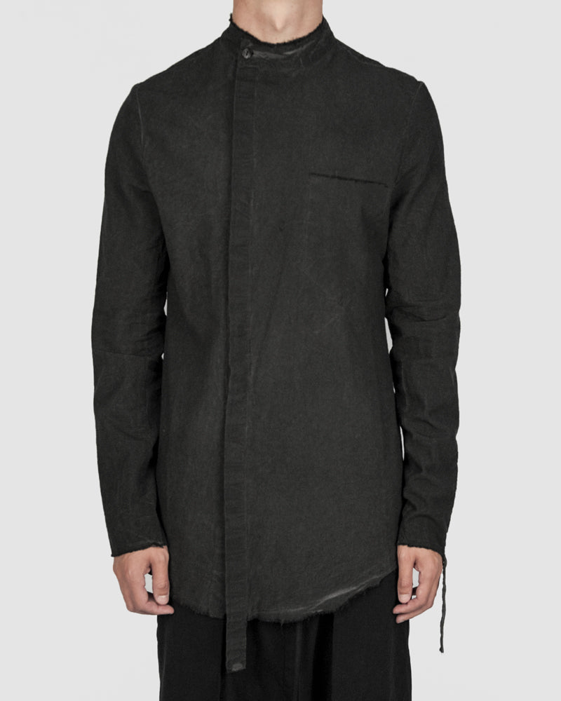 Army of me - Mandarin collar cotton shirt graphite - Stilett.com