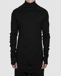 Army of me - Cotton rib high collar jersey crinkled black - Stilett.com