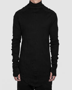 Army of me - Cotton rib high collar jersey crinkled black - Stilett.com