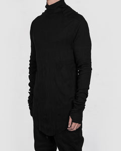 Army of me - Cotton rib high collar jersey crinkled black - Stilett.com
