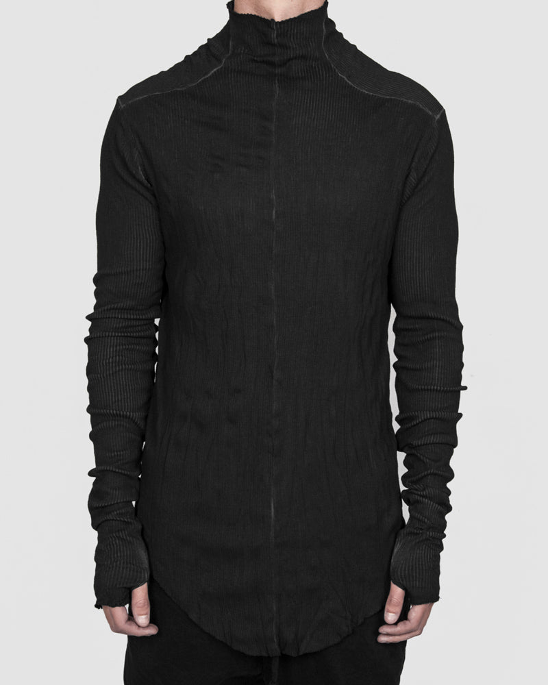 Army of me - Cotton rib high collar jersey crinkled graphite - Stilett.com