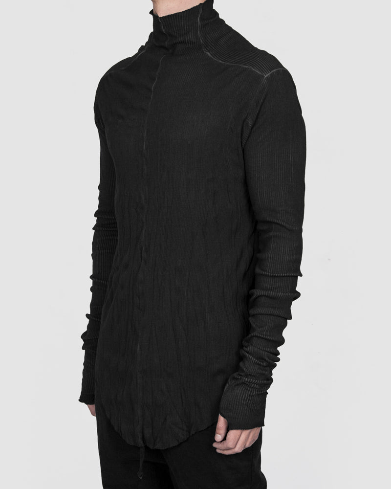 Army of me - Cotton rib high collar jersey crinkled graphite - Stilett.com