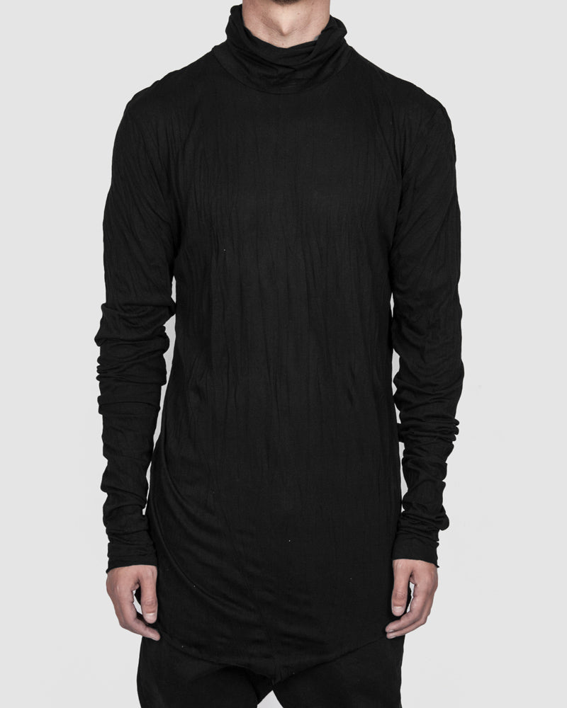 Army of me - High collar lightweight jersey crinkled black - Stilett.com