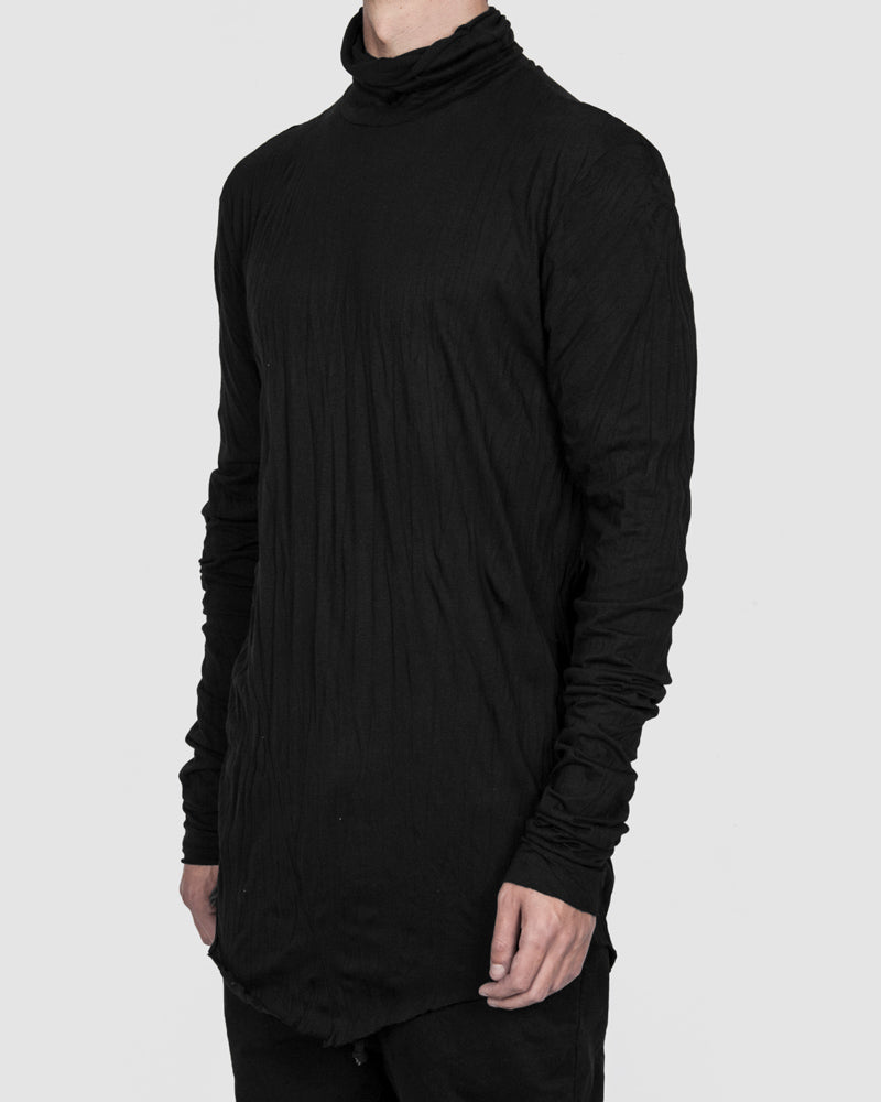 Army of me - High collar lightweight jersey crinkled black - Stilett.com