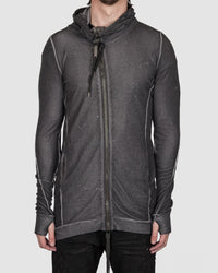 Army of me - Linen tencel zip up hooded sweatshirt anthracite - Stilett.com