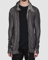 Army of me - Linen tencel zip up hooded sweatshirt anthracite - Stilett.com