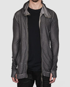 Army of me - Linen tencel zip up hooded sweatshirt anthracite - Stilett.com