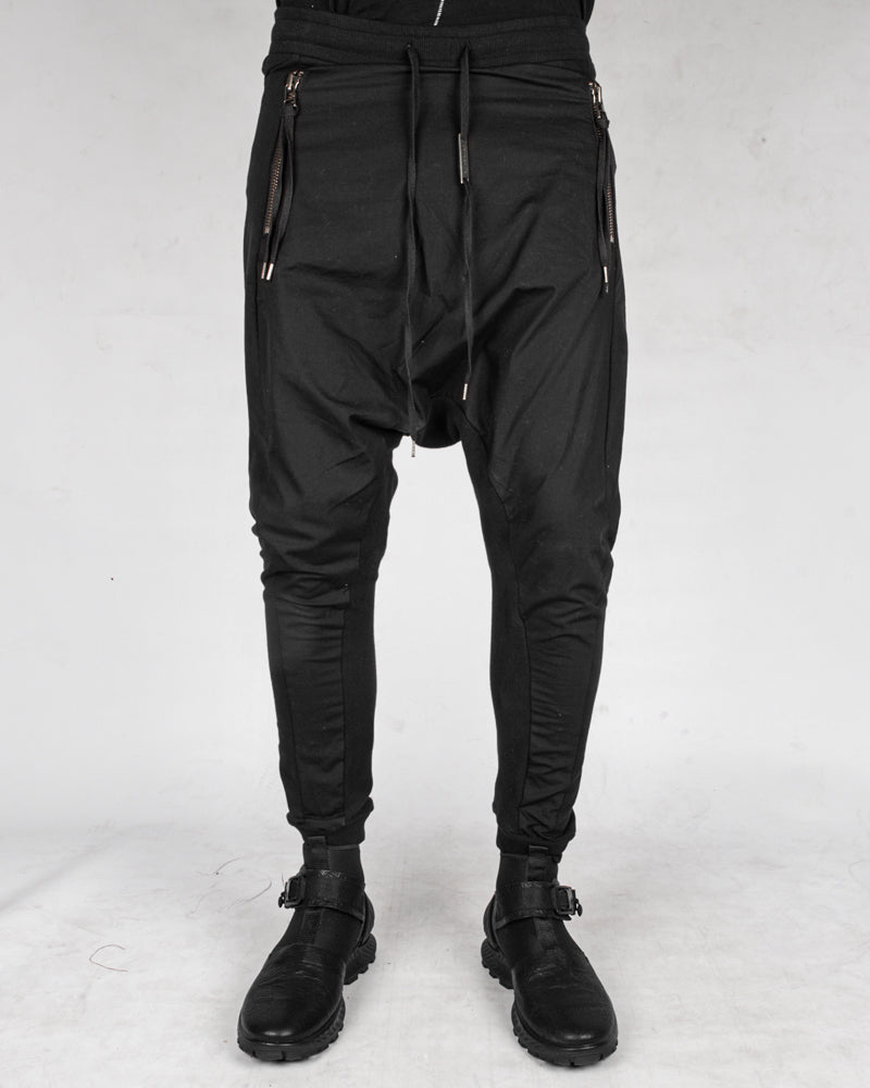 Contrasting woven jersey trousers black