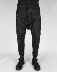 Contrasting woven jersey trousers black