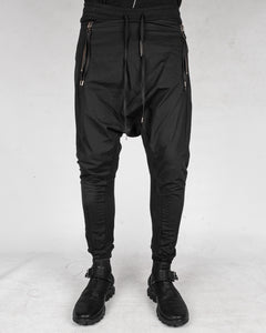 Contrasting woven jersey trousers black