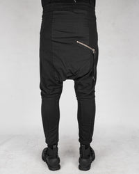 Contrasting woven jersey trousers black