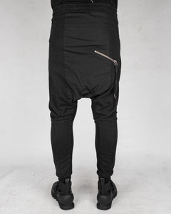 Contrasting woven jersey trousers black