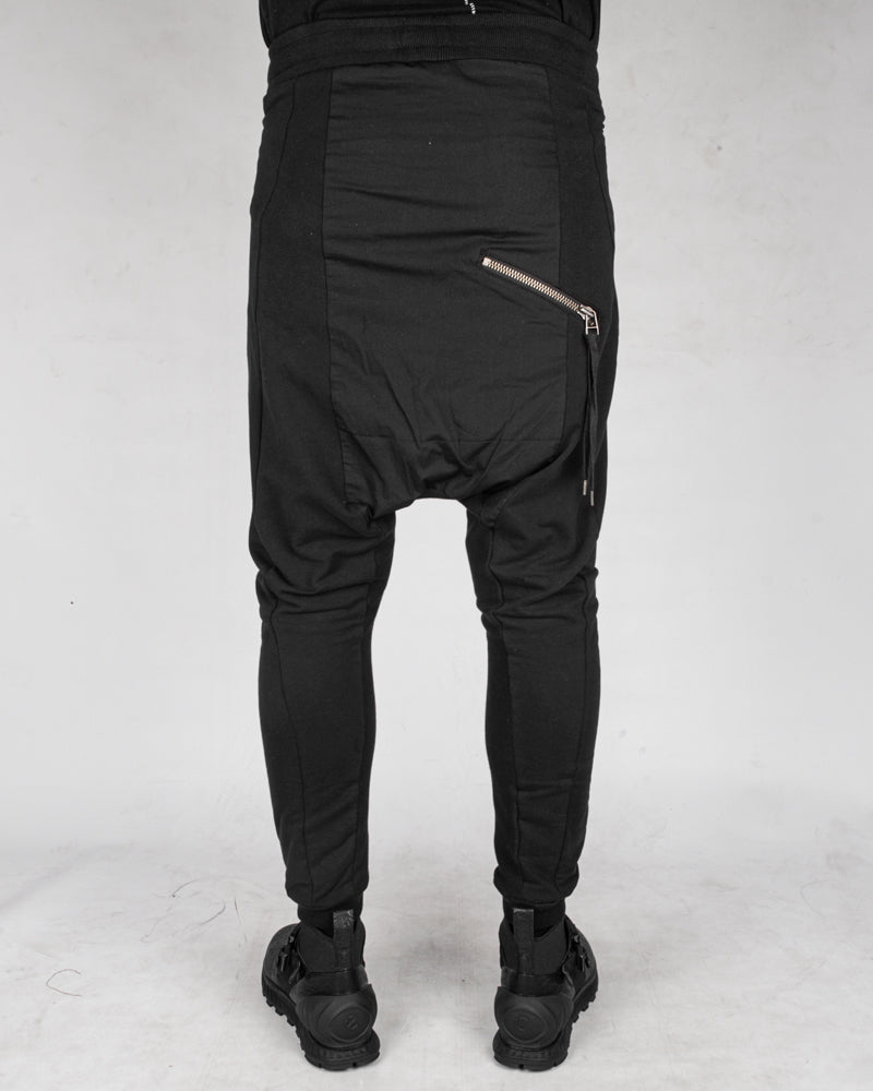 Contrasting woven jersey trousers black