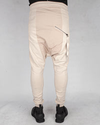 Contrasting woven jersey trousers sand