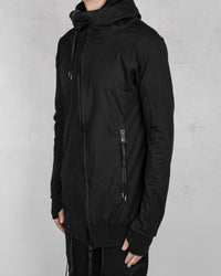 Contrasting zip up hooded sweatshirt black