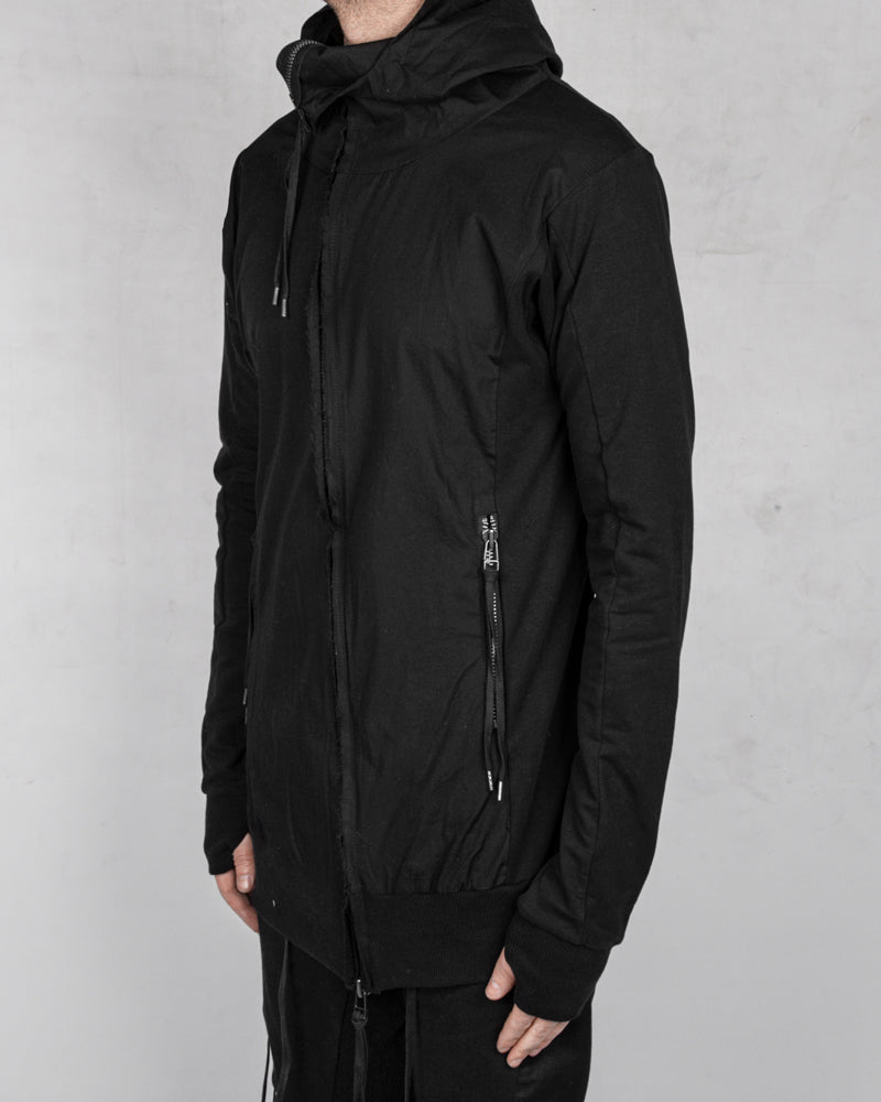 Contrasting zip up hooded sweatshirt black