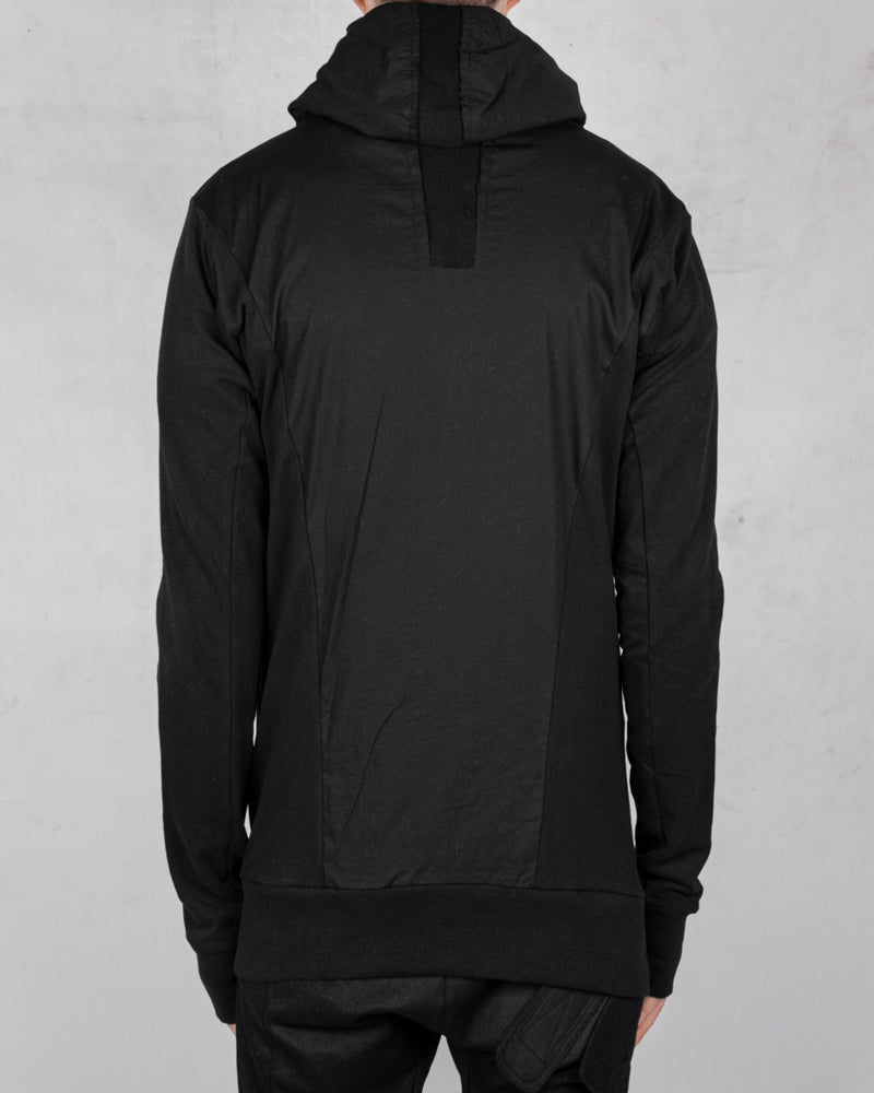 Contrasting zip up hooded sweatshirt black