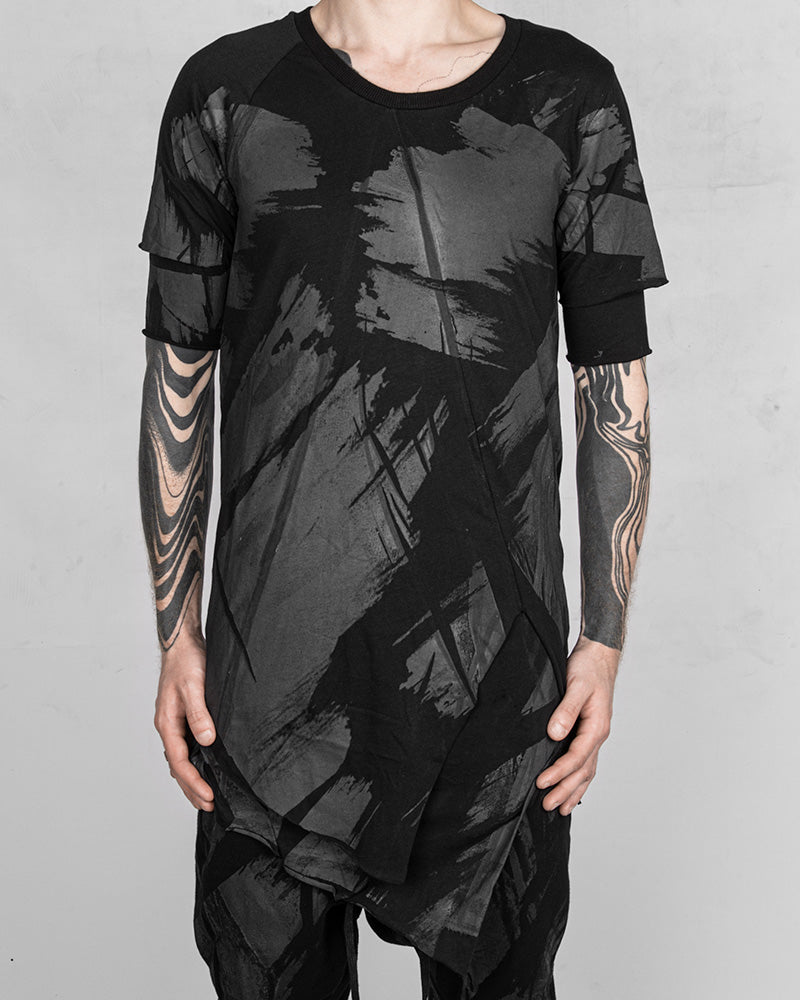 Double Layered Asymmetric T-shirt Black Rubber