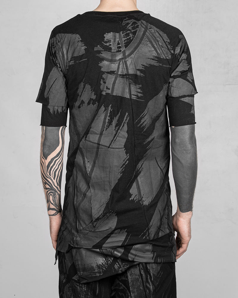 Double Layered Asymmetric T-shirt Black Rubber