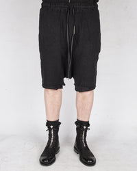 Double layered knitted linen shorts black