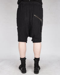 Double layered knitted linen shorts black