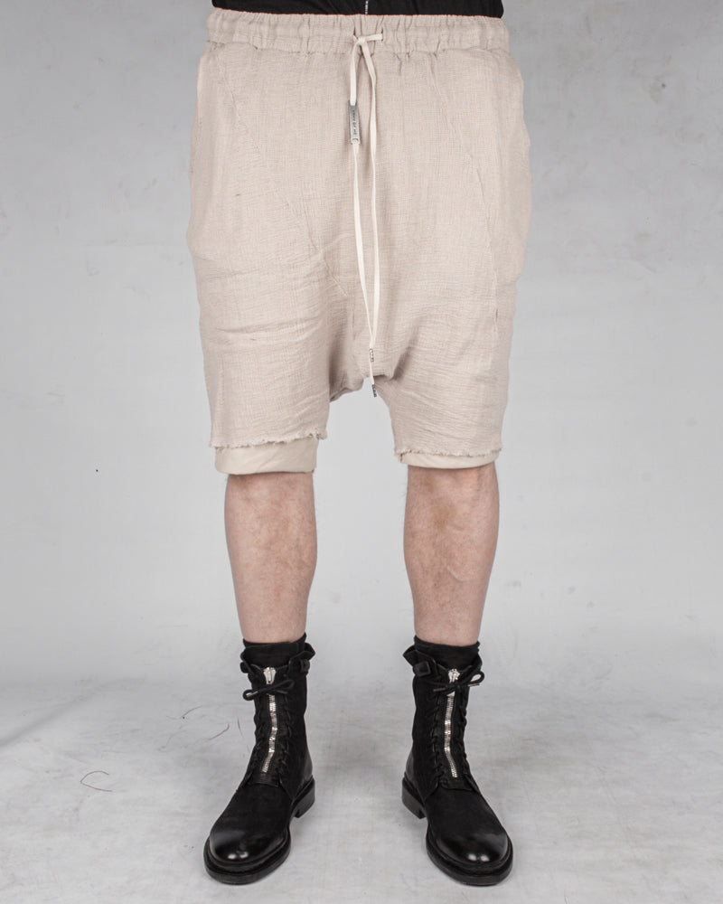 Double layered knitted linen shorts sand