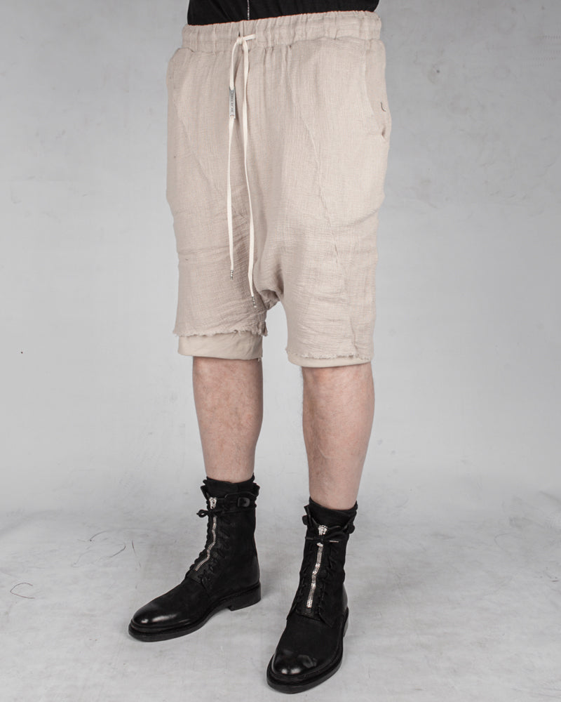 Double layered knitted linen shorts sand