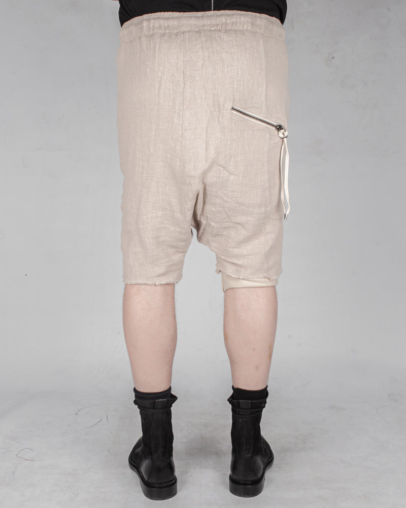 Double layered knitted linen shorts sand