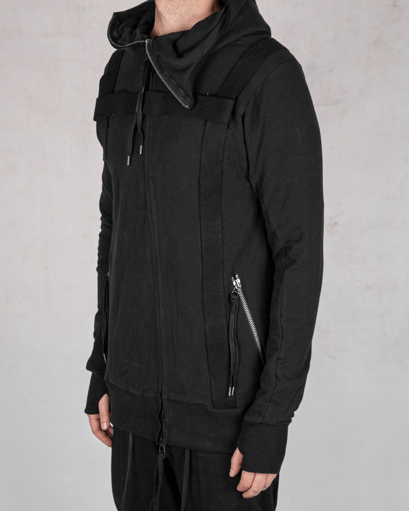Army of me - Harnessed zip up hoodie sweatshirt black - Stilett.com