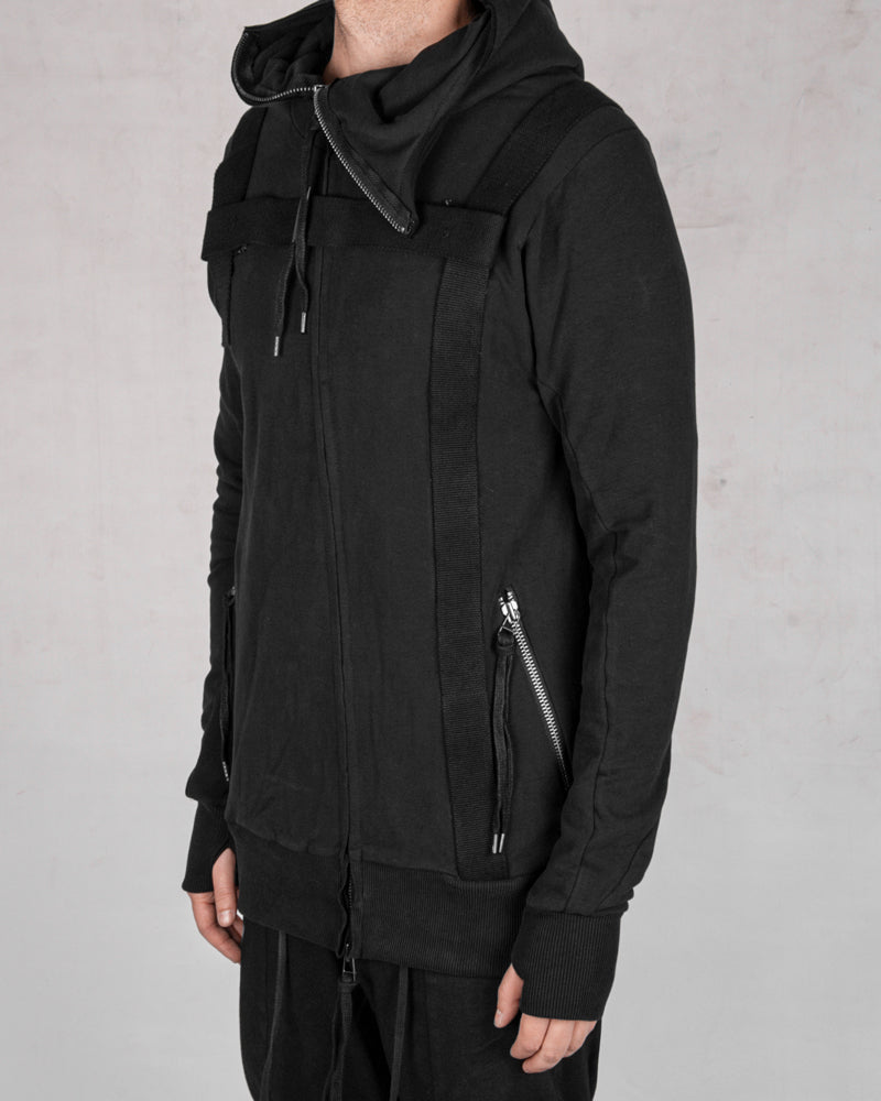 Army of me - Harnessed zip up hoodie sweatshirt black - https://stilett.com/