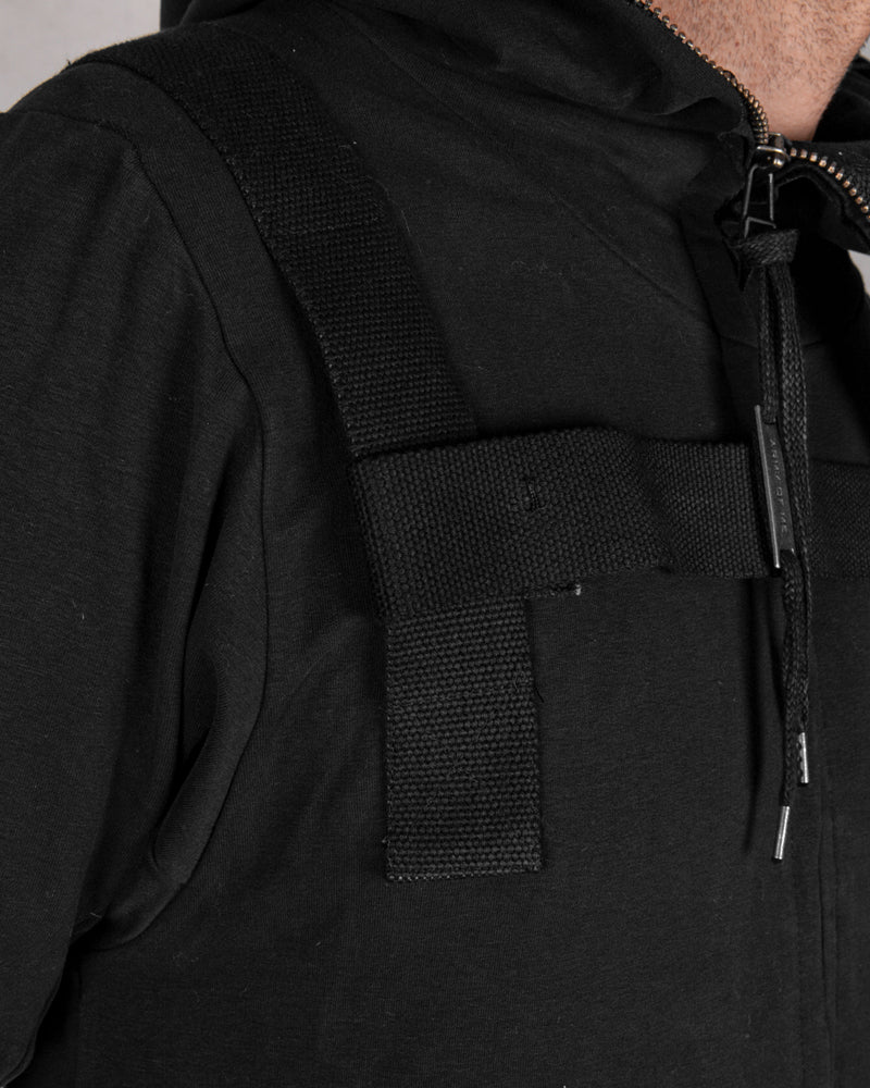Army of me - Harnessed zip up hoodie sweatshirt black - https://stilett.com/