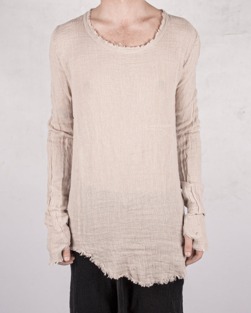 Knitted linen long sleeve tshirt sand