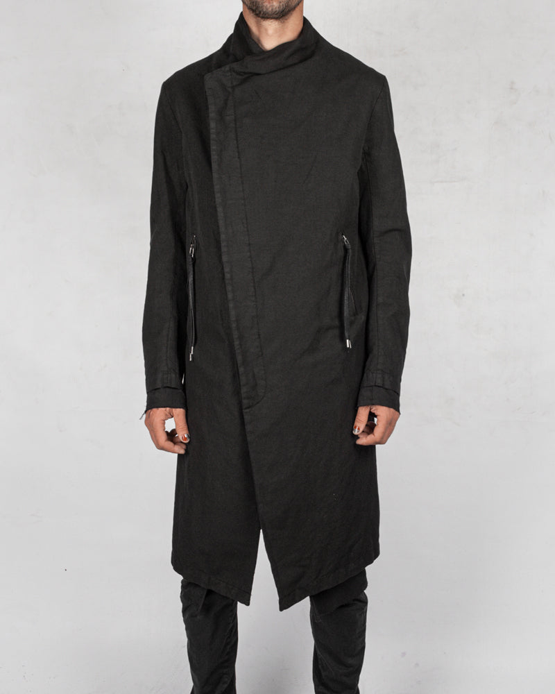 Army of me - Layered linen blend button up coat - Stilett.com