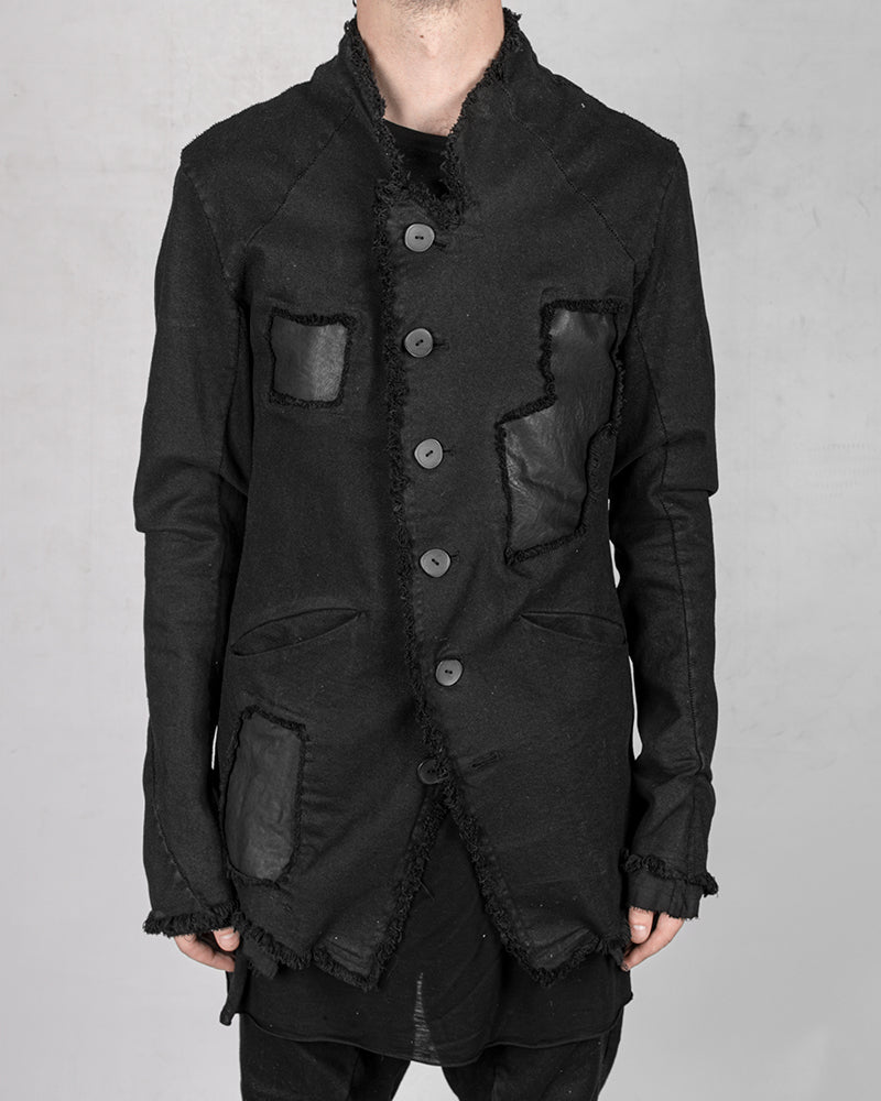 Leather patched jacket