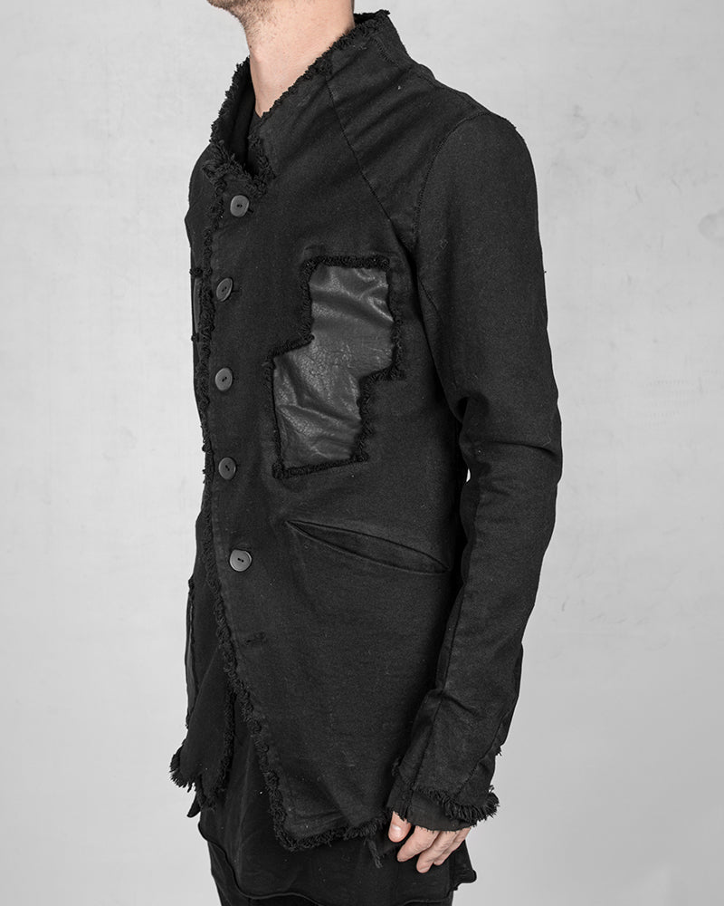 Leather patched jacket