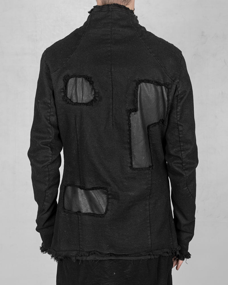 Leather patched jacket
