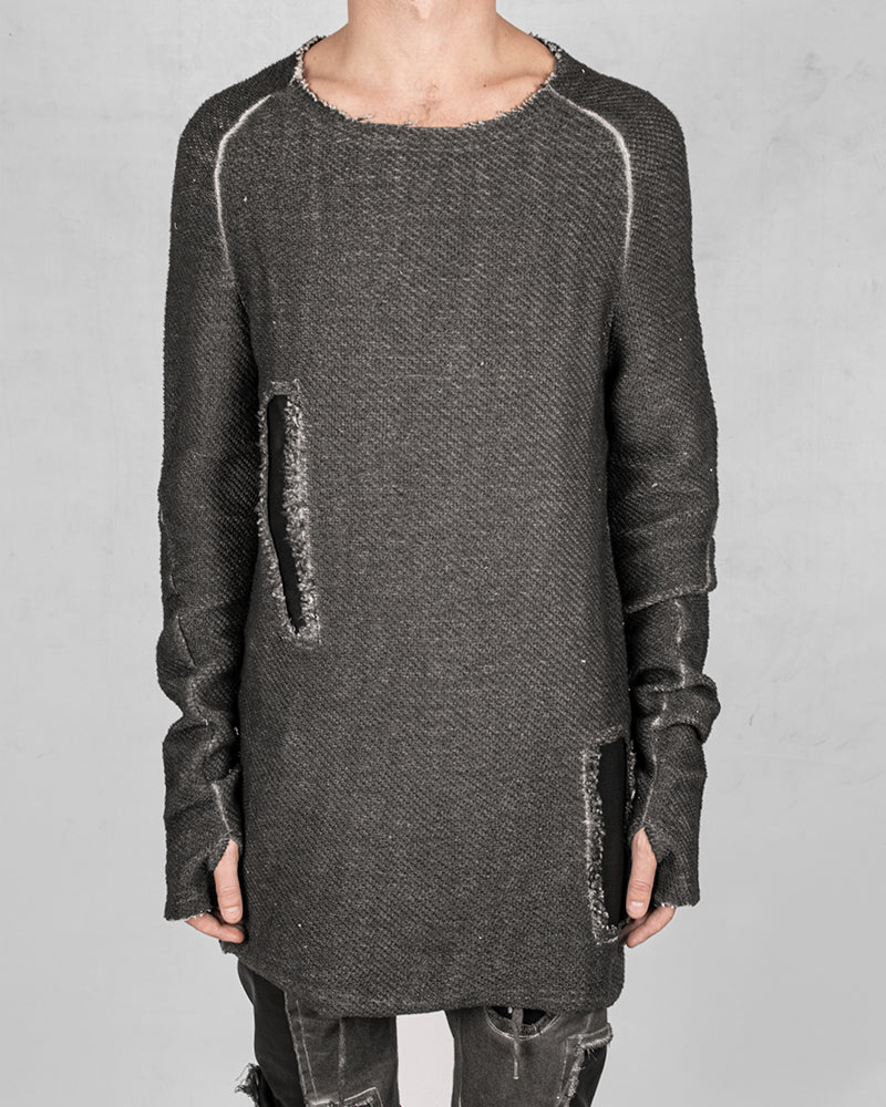 Leather patched sweatshirt anthracite