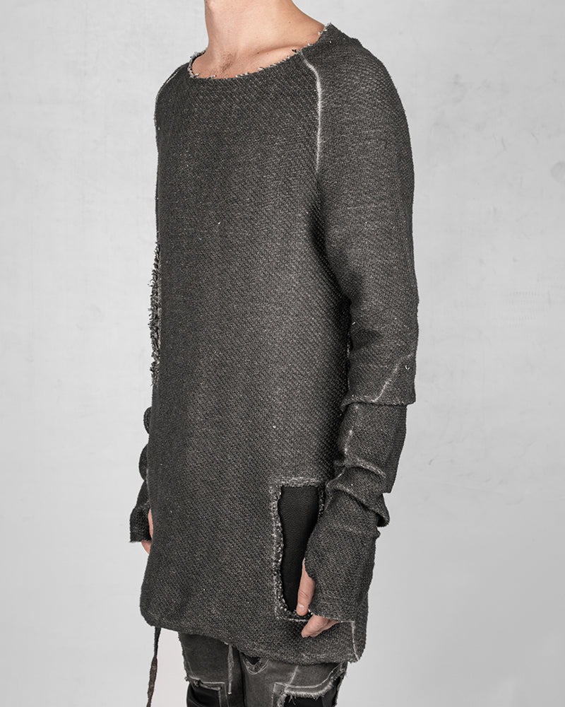 Army of me - Leather patched sweatshirt anthracite - https://stilett.com/