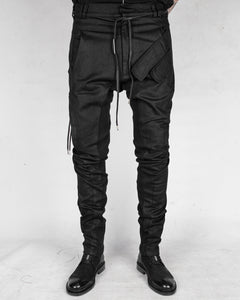 Slim coated velcro pocket trousers