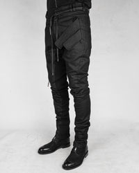 Slim coated velcro pocket trousers